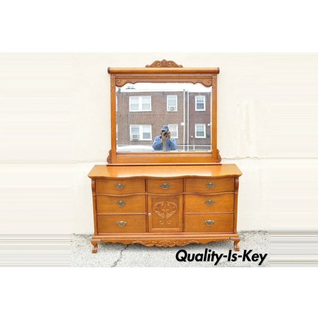 Lexington Victorian Sampler Oak Triple Dresser With Mirror Chairish