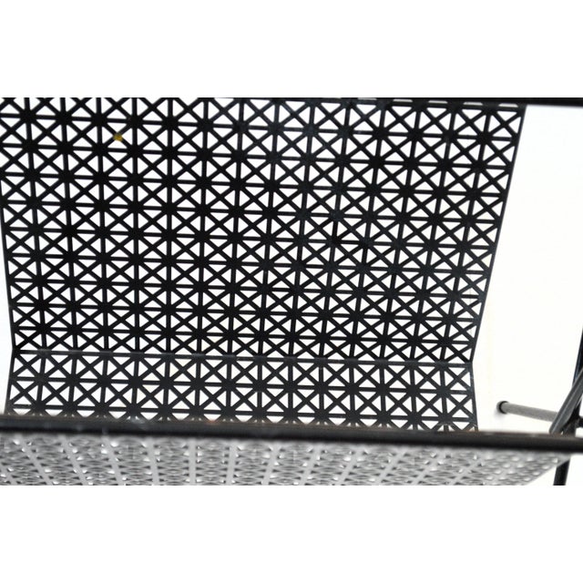 1960s MCM Atomic Black Metal Pierced Sunburst Magazine Rack Holder For Sale - Image 5 of 5