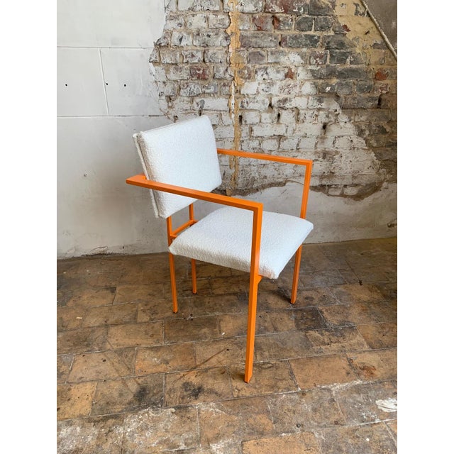 Postmodern Postmodern Orange Armchairs with Bouclé Upholstery, 1980s, Set of 2 For Sale - Image 3 of 15