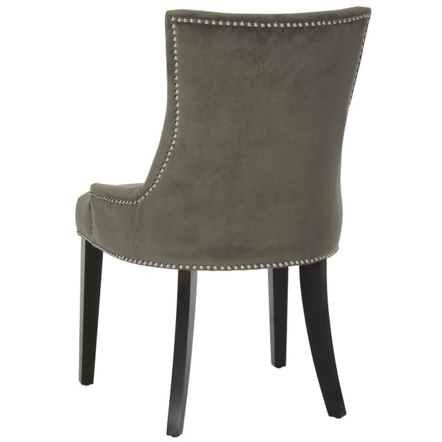 2020s 19''H Dining Chair With Silver Nailheads in Graphite & Espresso - a Pair For Sale - Image 5 of 8