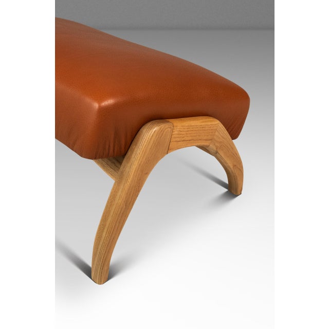 Rare Mid-Century Modern Sculptural Lounge Chair & Ottoman in Oak & Italian Leather in the Manner of Adrian Pearsall, Usa, C. 1960s For Sale - Image 18 of 18