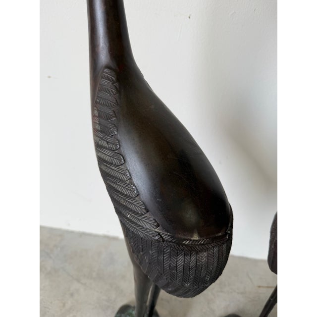 Bronze Vintage Bronze Crane / Heron Bird Sculptures – Pair For Sale - Image 8 of 12