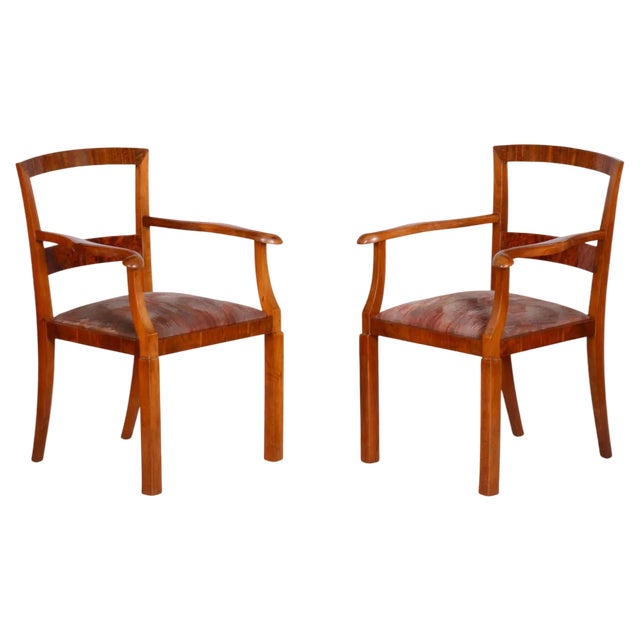 Art Deco Beech Armchairs, 1920s, Set of 2 For Sale