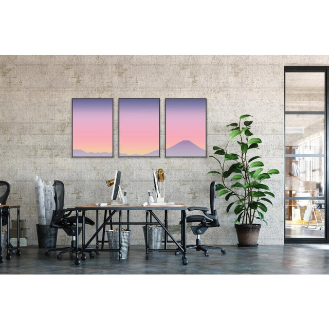 2024, Minimal Landscape Triptych of Mount Fuji Sunset, Giclée Print on Paper by Cyd Fontaine For Sale - Image 9 of 11