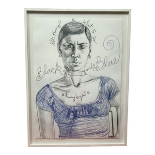 "Missing You" "Black and Blue" Drawing by Gillian Lefkowitz For Sale