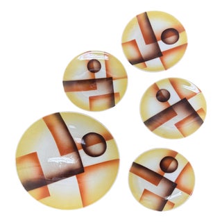 Art Deco Ceramic Plates, 1930s, Set of 5 For Sale
