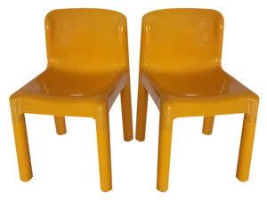 Set of Yellow 4865 Chairs by Carlo Bartoli for Kartell, 1970s