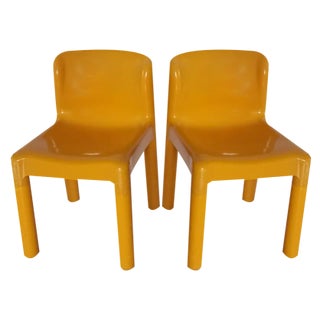 Yellow 4865 Chairs by Carlo Bartoli for Kartell, 1970s, Set of 2 For Sale