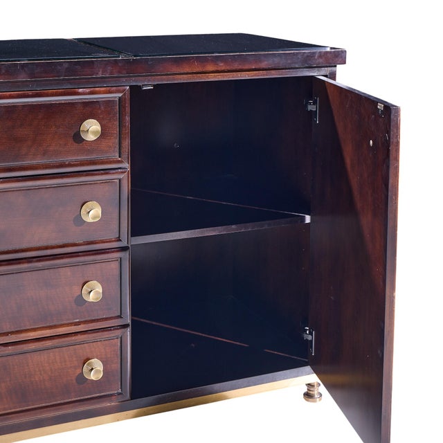 Late 20th Century Laura Kirar for Baker Dansu Walnut and Brass Credenza For Sale - Image 9 of 11