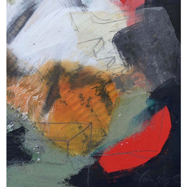 Lovely abstract titled 'Luzar IV' by Tina Fuentes (American, b. 1949), 2005. Mixed media using oils and tissue paper on...