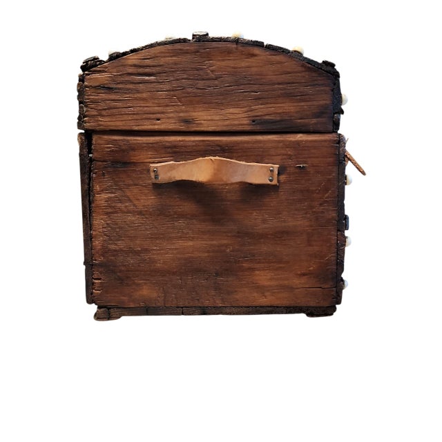 American Mid 19th Century Jenny Lind Style Small Carriage Trunk With Currier & Ives Print For Sale - Image 3 of 9