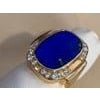 8.5 Ct Emerald cut Natural Lapis Lazuli + Diamond Ring 14 Kt Yellow Gold, 5.5 S For Sale - Image 16 of 18