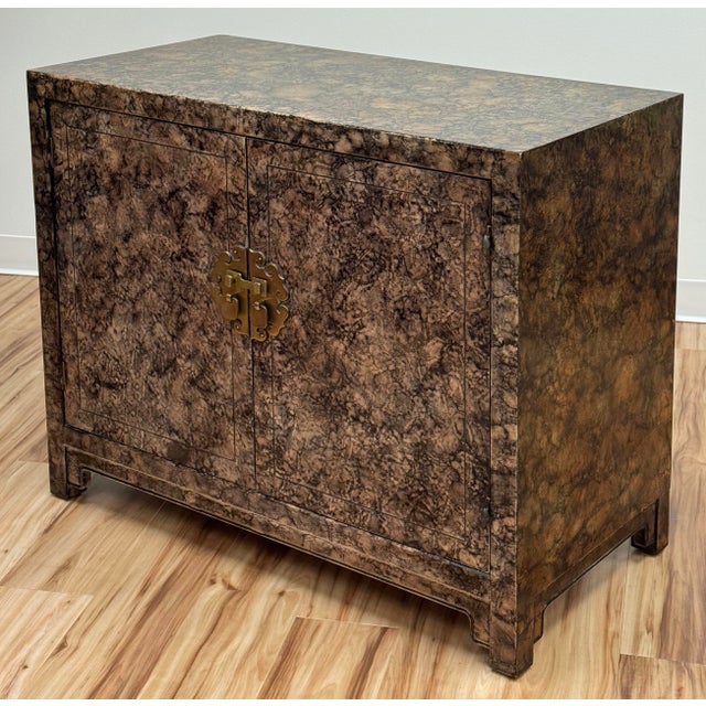 Henredon Vintage Henredon Faux Tortoise Shell Finish Server Cabinet For Sale - Image 4 of 12