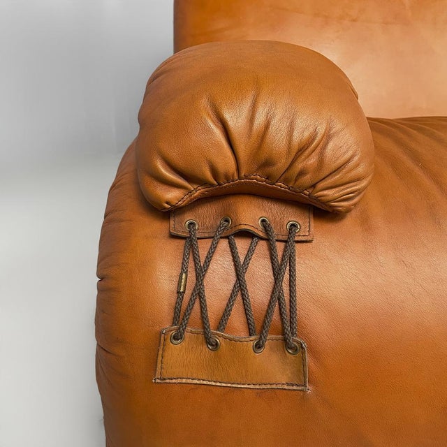Italian Modern Brown Leather Armchairs, 1970s, Set of 2 For Sale - Image 10 of 18