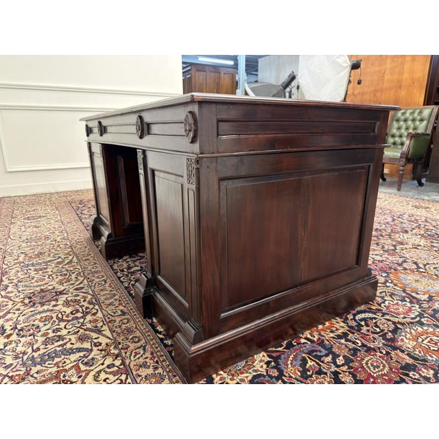 Brown English Teak Chesterfield Desk For Sale - Image 8 of 18