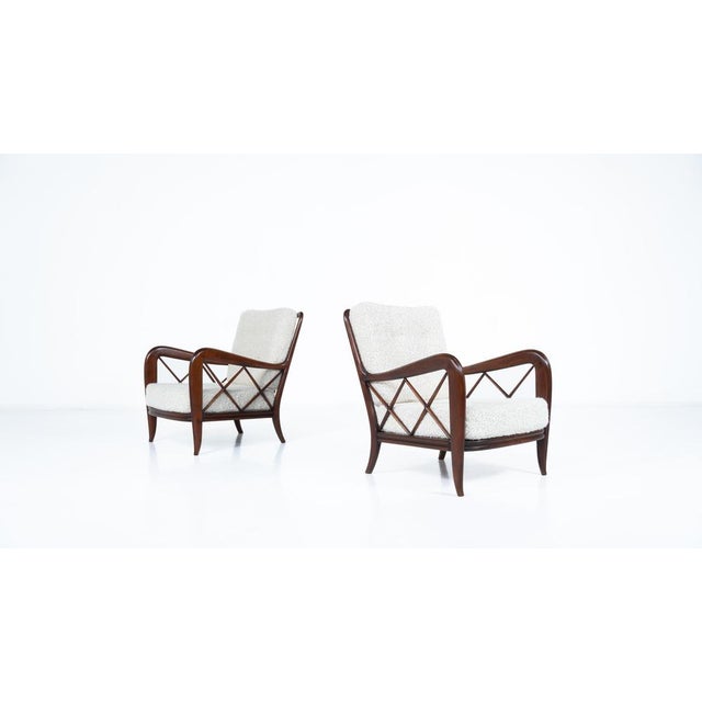 Mid-Century Modern Pair of Armchairs by Paolo Buffa, Italy, 1950s - New Upholstery This piece is attributed to the...
