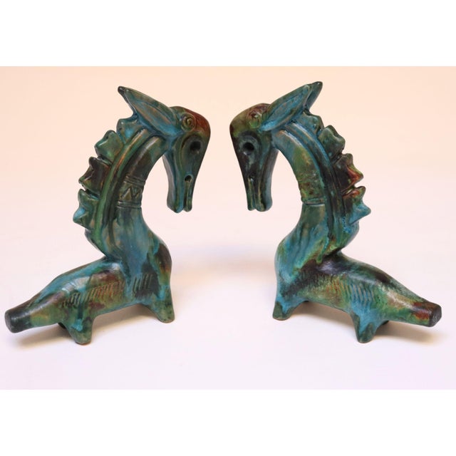 1960s Pair of Italian Modernist Sea Garden Ceramic Horses by Alvino Bagni for Raymor For Sale - Image 5 of 12