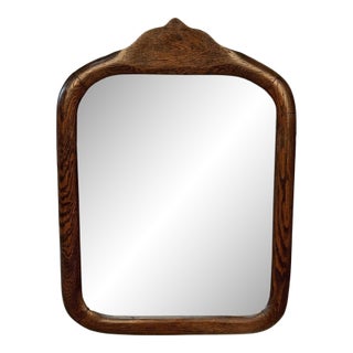 Antique Traditional Arts & Crafts Oak Beveled Glass Mirror For Sale