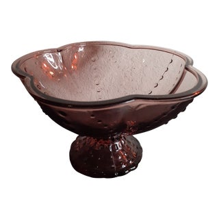 1960s Le Smith Amethyst Glass Pedestal Compote For Sale