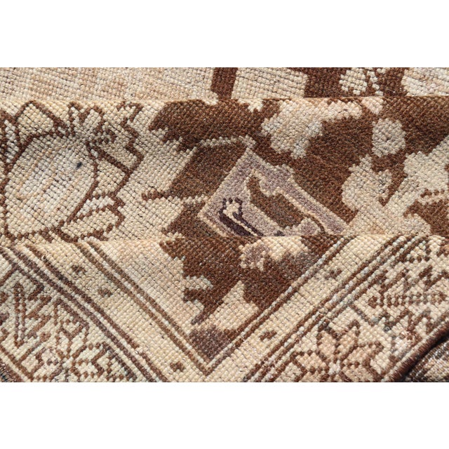 Antique Karabagh Runner With All-Over Floral Medallion Design in Brown and Tan 3'4"x15'7" For Sale - Image 11 of 12