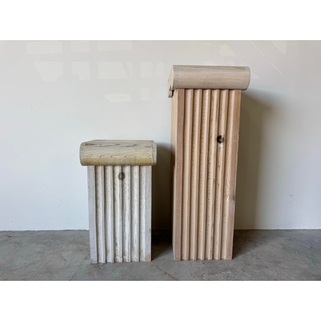 Vintage Carved Wood Capital Column Design Pedestals — Set of 2/ Sold For Sale - Image 10 of 11