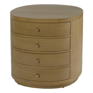 Nora 28 in. W Oval Wood 4 Drawer Nightstand, Natural Oak For Sale