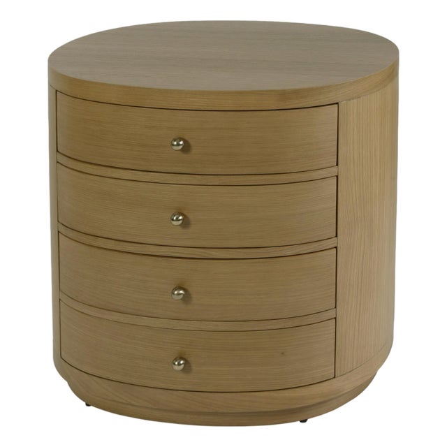 Nora 28 in. W Oval Wood 4 Drawer Nightstand, Natural Oak For Sale