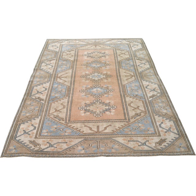 Vintage Turkish Anatolian Hand-knotted with care using traditional rug-making techniques, this wool rug blends timeless...
