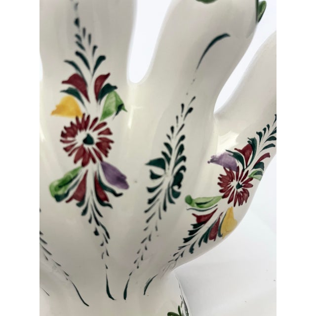Ceramic Vintage Portuguese Five-Finger Majolica Bud Vase For Sale - Image 7 of 8