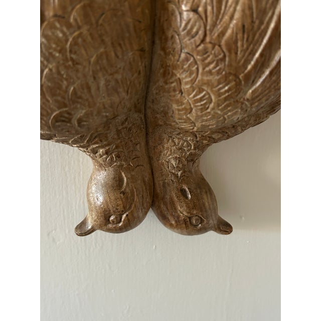 French Carved Wood Game Pheasants Birds / Hunting Trophy / Folk Art Wall Sculpture For Sale - Image 4 of 9