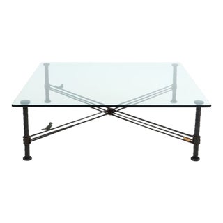 1970s Ilana Goor Signed 1/100 Brutalist Rebar Coffee Table With Bronze Birds For Sale
