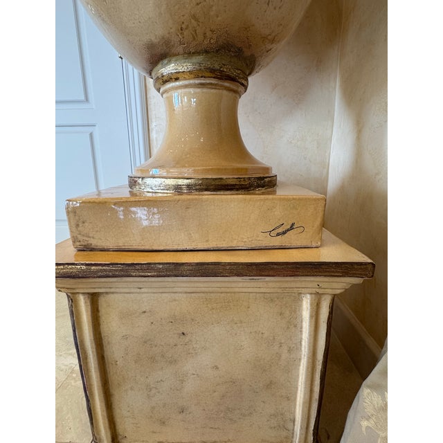 1970s Ezio Ceccarelli Terra Cotta Urn With Base. Signed. For Sale - Image 4 of 8