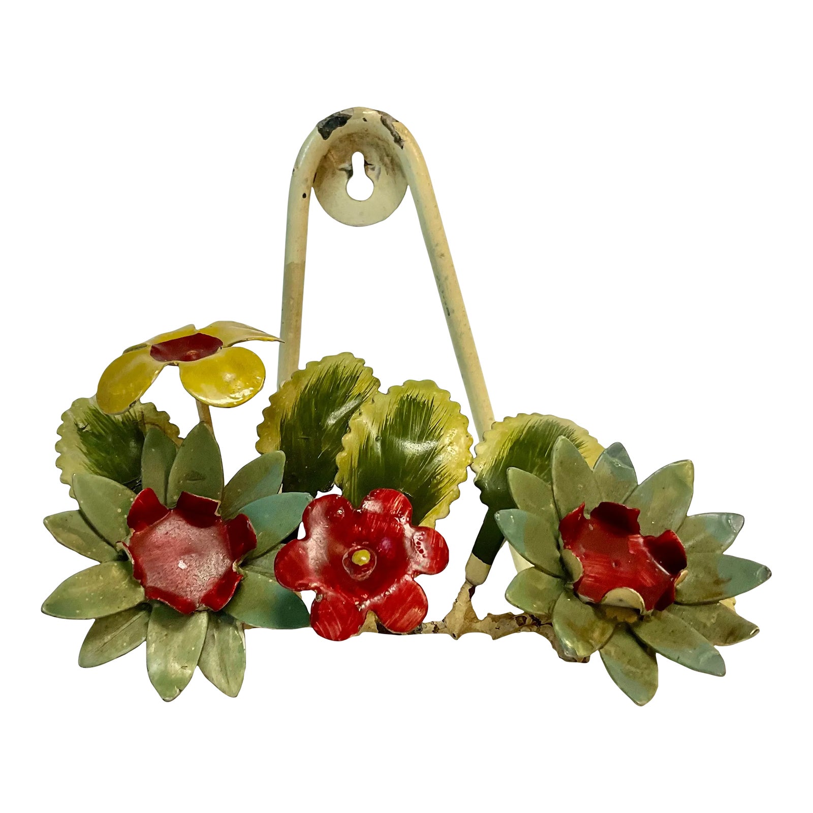 1940s Vintage Italian Flora Tole Hand Painted Picture-Plate Rack, Wall ...