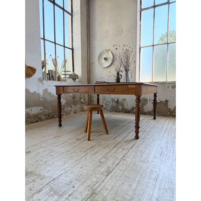 Large Oak Square Conference Table, 1950 For Sale - Image 18 of 18