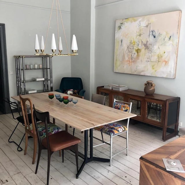 Wood Mid-Century Italian Metal and Elm Dining Table, 1950s For Sale - Image 7 of 10