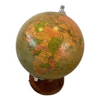 Vintage Illuminated Glass Globe, 1980 For Sale