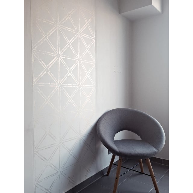 New Handmade Wallpaper With Metallic Geometric Pattern on Paper-Textile Runo For Sale - Image 4 of 6