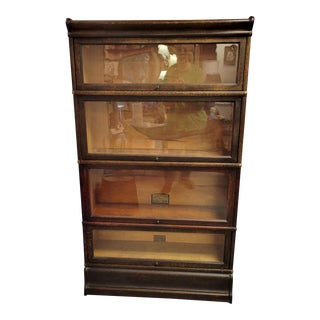 Antique Globe Wernicke Mission Arts and Crafts Oak 4 Stack Barrister Bookcase For Sale
