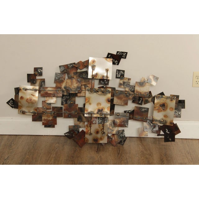 Mid 20th Century Mid-Century Modern Large Brutalist Metal Wall Sculpture For Sale - Image 12 of 13