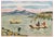 Yves Brayer, Mexican Fishermen in Lake Patzcuaro, Lithograph, 1963, Framed For Sale