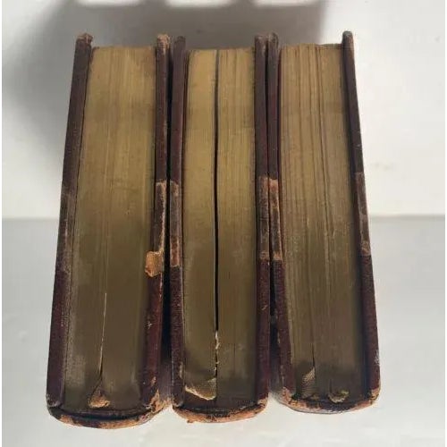 English Antique French Leather Books - Decorative Marbled Covers - Set of 3 For Sale - Image 3 of 11