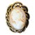 Vintage Coral Cameo Ring Framed in Brass Chunky Baroque Filigree For Sale