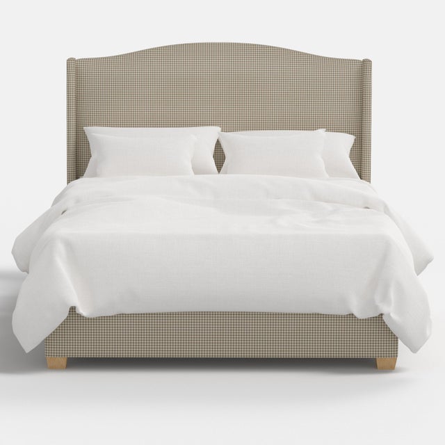 Not Yet Made - Made To Order Stoffer Home x Cloth & Company Julia Wingback Bed in Mini Gingham Burlap, Queen For Sale - Image 5 of 7