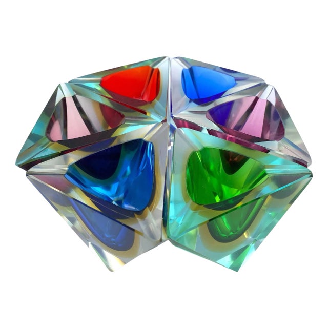 Mod Colorful Hexagonal Nesting Murano Ashtrays Attributed Flavio Poli- Seguso 6 Pieces For Sale