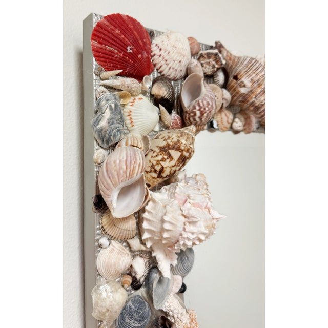 Vintage Large Shell Encrusted Wall Mirror For Sale - Image 4 of 8