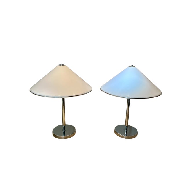 Mid-Century Modern Vintage Mid Century Modern Original Koch & Lowy Dimmable Chrome Table Lamps With Original Shades - a Pair For Sale - Image 3 of 14