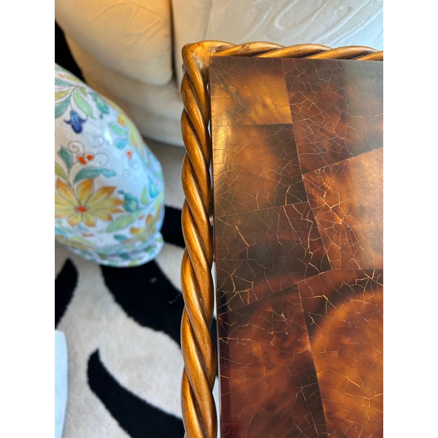 Brown Aged Brass and Tessellated Coconut Shell End Table For Sale - Image 8 of 10