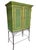Vintage Customized Painted Green Faux Croc Faux Bamboo Iron Dry Bar Storage Cabinet by Lane For Sale In West Palm - Image 6 of 18