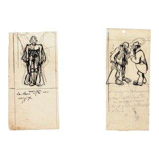 Figures - Ink and Pencil Drawing by G. Galantara - Early 20th Century Early 20th Century For Sale