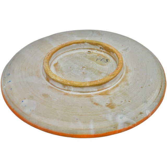 Mid 20th Century Blue & Orange Andalusian-Patterned Ceramic Plate For Sale - Image 11 of 11